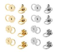 8 Pieces of Plum Blossom Support Ear Plugs, Anti-Falling Earring Lifter, Hypoallergenic Earring Holder, Girl Ear Accessories (Gold, Silver).