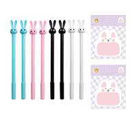 8 Pieces of Rabbit Neutral Pen and 2 Pieces of Rabbit Sticky Notes, Cute Cartoon Stationery, Creative Student Stationery, School Supplies.
