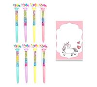 8 Pieces Of Rainbow Horse Pens, 50 Pieces Of Rainbow Horse Sticky Notes, Glitter Pens, Cartoon Signature Pens, Quicksand Pens, Colorful Rainbow Horse Pens, Exquisite Stationery For Children