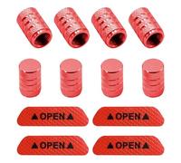 8 Pieces of Valve Covers, 1 Set of Reflective Stickers, Car Dust Caps, Red Car Accessories, Bicycle Dust Caps, Car Tire Covers