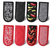 8 Pieces Pan Handle Sleeve Heat Resistant Pot Sleeve Grip Non-Slip Skillet Pot Holder Machine Washable Cast Iron Handle Cover Cotton Assist Handle Holder, 4 Styles, 3 x 6 Inch(Retro Style)