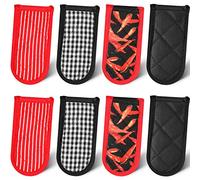 8 Pieces Pan Handle Sleeve Heat Resistant Pot Sleeve Grip Non-Slip Skillet Pot Holder Machine Washable Cast Iron Handle Cover Cotton Assist Handle Holder, 4 Styles, 3 x 6 Inch (Elegant Style)