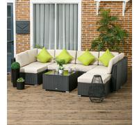 8-Pieces PE Rattan Corner Sofa Set
