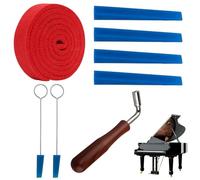 8 Pieces Piano Tuning Lever Tools Kit, Piano Tuner Tool Kit, Including 1 Temperament Strip, 2 Short Leather Strips, 4 Long Leather Strips and L-shaped Tuning Wrench, for Professionals