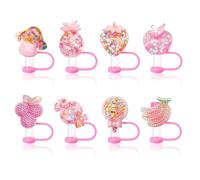 8 Pieces Pink Straw Cap, Cute Straw Dust Cap, Creative Personality Straw Cover, Fun Dust Cap, Reusable Straw Accessories