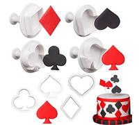 8 Pieces Poker Playing Bridge Plastic Cookie Cutter Playing Card Fondant Cutter Poker Cards Fondant Mold(Spade, Club, Diamond, and Heart)