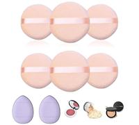 8 Pieces Powder Puffs, Cotton Makeup Puffs, 6pcs powder puffs + 2pcs finger powder puffs Soft Round Powder Puffs Makeup Face Sponges for Face and Body