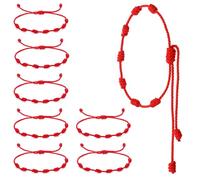 8 Pieces Red String - Adjustable 7 Knot Red Cord Bracelet, Lucky Bracelet Amulet for Protection, Bracelets Knots Chain Braided for Women, Friendship, Lovers