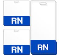 8 Pieces RN Badge Card ID Badge Buddy 2 Size Horizontal Vertical Heavy Duty Badge Tags Double Sided RN Badge Card PVC Nurse Badge Holders Badge Tags RN Badge ID Card for Resident Nurse (Blue)