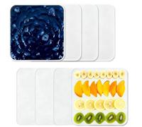 8 Pieces Silicone Dehydrator Sheets Fruit Dryer Mesh, 28 x 28cm Silicone Food Dehydrator Trays with Edge, Reusable Non Stick Steamer Mesh Mats for Food Fruit Leather Herbs Meat and Yogurt