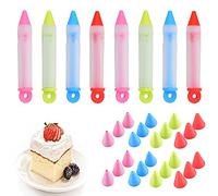 8 Pieces Silicone Food Writing Pen, Squeeze Cream Gun, Chocolate Decorating Pen, Cake Desserts Decorating Pen, DIY Baking Icing Piping Nozzle Tools, Decorative Baking Tools for Cake, Cookie