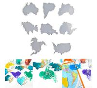 8 Pieces Silicone World Map Coaster Resin Casting Mold Set, Seven Continents Epoxy Mould Craft Tool Casting Silicone Mould, Crystal Epoxy and DIY Polymer Clay Crafts Resin Mold Making Tools