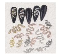 8 Pieces Snake Nail Charms with Crystal Rhinestones Luxurious Snake Wave Metal and Diamonds Nail Art Rhinestone Gold Silver Rose Gold Black Retro Alloy Nail Art Jewelry Accessories with Rhinestone