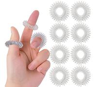 8 Pieces Spiky Sensory Finger Rings Acupressure Ring Set Silver Spikey Fidget Ring Fidget Sensory Toys for Silent Stress Reducer and Massager Improves Blood Circulation