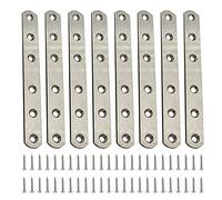 8 Pieces Stainless Steel Flat Brace Heavy Duty Flat Bracket Straight Repair Joining Mending Flat Bracket for Furniture Fixation with 48 Piece Screws 156 x 20 x 3 mm