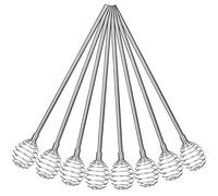 8 Pieces Stainless Steel Swizzle Sticks, Coffee Stir Sticks Straws Mixing Spoon Spherical Spring Stirring Stick for Tea, Beverage, Cocktail, Hot Drink, Home Kitchen Bar Party Supplies