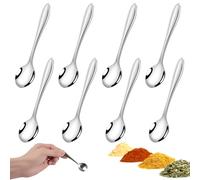 8 Pieces Stainless Steel Tiny Spoons for Spices Jars, 9 x 2 cm Mini Espresso Spoons,Dishwasher Safe Mini Condiment Spoon,Easy to Hold,Food Grade Silver Measuring Spoon for Home,Kitchen and Restaurant