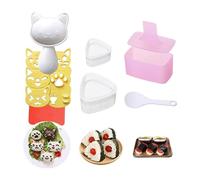 8 Pieces Triangular Rice Ball Molds for Kids, Cute Cat Shape Rice Moulds Kit, Children Cartoon Sushi Making Tools, Triangle, Rectangle, Cat Shape