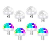 8 Pieces USB Mini Disco Light 1.58x1.58 Inch Sound Activated Halloween DJ Disco Ball Stage Lights-Multi Colors LED Car Atmosphere Strobe Light for Christmas Parties KTV Club Birthday