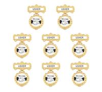 8 Pieces Usher Badges with Security Pin on Back Bulk, Reusable Greeter Name Badges, Welcome Tags for Uniforms Clothes Gatherings Exhibitions Supplies, Fancy Round Zinc Alloy (8 Pieces)