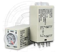 8-Pin 60-Second Power-On Delay Timer for Relay, H3Y-2 24V DC 5A, DIN Rail Mountable, 2NO 2NC Contacts for Industrial Electrical Control(H3Y-2 60S AC220V)