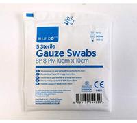 8 Ply 10cm x 10cm Sterile Medical WOVEN First Aid Gauze Swabs Absorbent & Thick Cotton Weave (1 Pouch of 5 swabs)