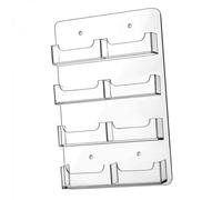 (8 Pockets) Acrylic Business Card Holder Wall Mount Multiple Brochures Storage Clear Acrylic