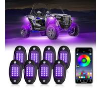 8 Pods RGB LED Rock Lights Kit with APP Control, Multi-Color 175° Beam Angle Car Underglow Lights for Trucks, Waterproof Music Mode, Neon Underbody Lights for Jeep UTV SUV ATV Boat Golf Cart Exterior