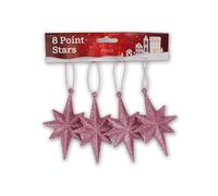 8 Point Stars Hanging Christmas Decorations 4 Pack