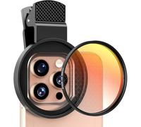 8 Points Star Filter, 52 mm Rotating Star Lens for iPhone 16/15/14/13 Pro Max Moto Google Samsung TCL Phone, Cross-Screen Sparkle Effect Starburst Filter with Clip, Nightscape