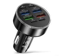 8-Port 100W USB-C PD & .0 Car Charger with Digital Voltage Display, 4x USB-A + 4x USB-C Fast Charging Adapter for Cars, Trucks, Vans -