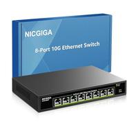 8 Port 10G Ethernet Switch Unmanaged,with 8x 10Gb Base-T Ports, NICGIGA 10Gbps Network Switch Easy for 10G NAS,PC,WiFi7 Router,10G Adapter/NIC. Desktop or 19-inch Rack Mount, Plug and Play.