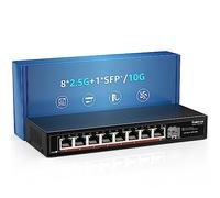 8 Port 2.5G Unmanaged Desktop Ethernet Switch with 10G SFP, 8 x 2.5G Base-T Ports, 60Gbps Switching Capacity, Compatible with 100/1000/2500Mbps, Metal Fanless, YuanLey 2.5Gbe Network Switch Wall Mount