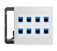 8 Port Ethernet Wall Outlet Plate Cat6 Jack RJ45 Keystone Network Cables Inline Coupler Wires Connector Date Box Cover with 2Gang Low Voltage Mount