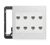 8 Port Ethernet Wall Plate White Cat6 Keystone Jack RJ45 Outlet Network Cables Inline Coupler Wires Connector Date Box Cover with 2Gang Low Voltage Mount