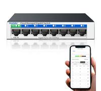 8-Port Gigabit Switch,Easy Smart Managed,Plug & Play,Desktop/Wall-Mount,Sturdy Metal,Home Network Hub,Office Ethernet Splitter,Silent Operation,Support QoS,Vlan,DHCP,Web Interface/Phone App Monitor