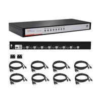 8 Port HDMI USB KVM Switch, Heavy-Duty 1U Metal Rack Mount, 1080p@60Hz, Auto Scan, Broadcast Mode, Button/Hotkey/Mouse Switching,Hot-Plug, w/USB HDMI KVM Cables, Compatible with Windows,Sun,Unix,Linux