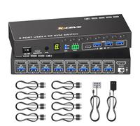 8 Port KVM Switch Displayport 4K@60Hz EDID Simulation, USB 3.0 DP KVM Switch for 8 Computers Share 1 Monitor and 4 USB Devices, KVM Switches with Audio RS232 Wired Remote 12V Power and 8 USB Cable