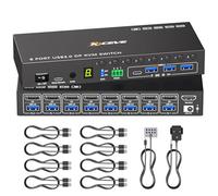 8 Port KVM Switch Displayport 4K@60Hz EDID Simulation, USB 3.0 DP KVM Switch for 8 Computers Share 1 Monitor and 4 USB Devices, KVM Switches with Audio RS232 Wired Remote 12V Power and 8 USB Cable