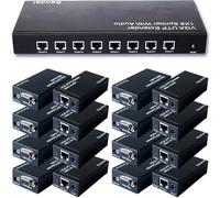 8 Port Way VGA & Audio Over Single CAT5e CAT6 Splitter PC Distribution Extender
