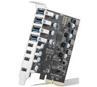 8 Ports USB PCIe Card PCIe USB 3.2/3.1 Gen 2 Card (4X USBC - 4X Type A),10Gbps Bandwidth PC Internal hub for Windows Linux Mac (Silver)