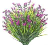 8 Realistic Lavender Faux Plant Bundles for Beautiful Outdoor Decor, No Watering or Sunlight Needed (red lotus)