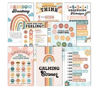 8 Retro Calming Corner Posters For Classroom Must Haves For Teachers - Calm Down Corner Supplies Elementary, Feelings Chart For Kids Ages 4-8, Emotions Chart For Kids, Calming Corner Items Kids