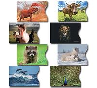 8 RFID Blocking Sleeves, Credit Card Protector, Anti-Theft Credit Card Holder, with Lion, Horses, Elephant, Dolphins, Cow, Peacock, Polar Bears and Raccoon Prints