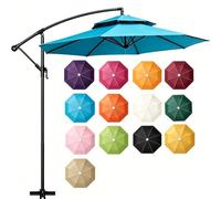 8 Ribs Cantilever Umbrella Replacement Canopy UVS 50+ Protection Waterproof Breathable and Not Stuffy Cantilever Offset Patio Umbrellas fits 2.7/3m side hanging umbrella frame(Lake Blue,106.29in)
