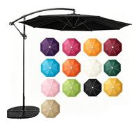 8 Ribs Cantilever Umbrella Replacement Canopy UVS 50+ Protection Waterproof Breathable and Not Stuffy Cantilever Offset Patio Umbrellas fits 2.7/3m side hanging umbrella frame(Black,118.11in)