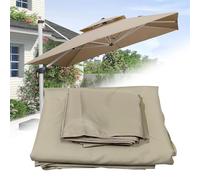 8 Ribs Outdoor Umbrella Canopy Replacement Square 3x3M 2.5x2.5M Patio Hanging Offset Cantilever Parasol Umbrella Cover Canopy, Waterproof, For Backyard Garden Beach Sun Shade Top Canopy(Light-Khaki,3x