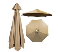 8 Ribs Umbrella Replacement Canopy, Outdoor Patio Replacement Parasol Cover UV Protective Waterproof Replacement Parasol Fabric for Garden Deck Backyard Pool(Khaki,2.0m)