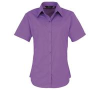 (8, Rich Violet) Premier Short Sleeve Poplin Blouse / Plain Work Shirt