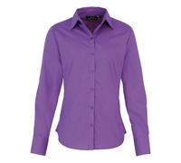 (8, Rich Violet) Premier Womens/Ladies Poplin Long-Sleeved Blouse